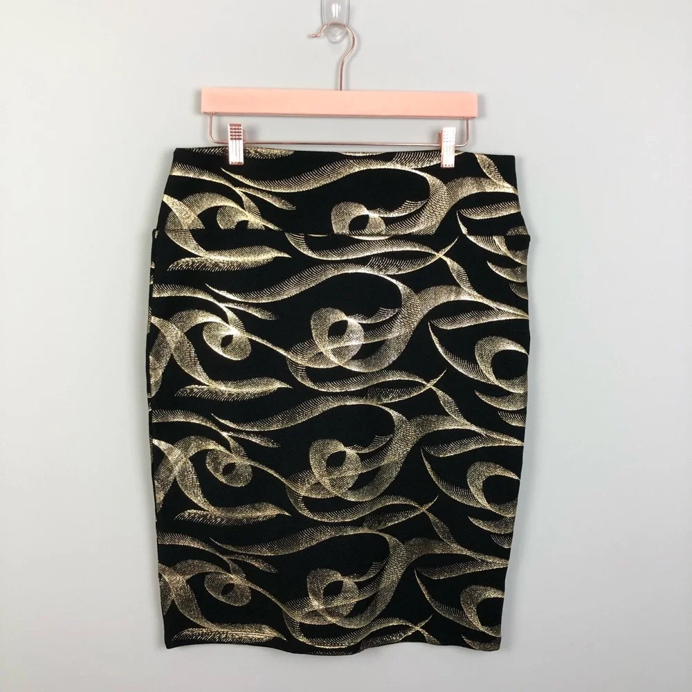 LuLa Roe Black & Gold Skirt